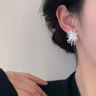 Crystal Earring Studs Designed Gold and Silver Firework Earrings with s925 Silver Pin