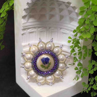 Purly Handmade Vintage style Brooch Pin Royal Crystal Pearl Brooch for Women