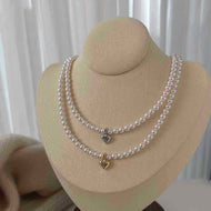 施家珍珠项链女生轻奢小众设计感高级小米珠锁骨颈链2024新款爆款