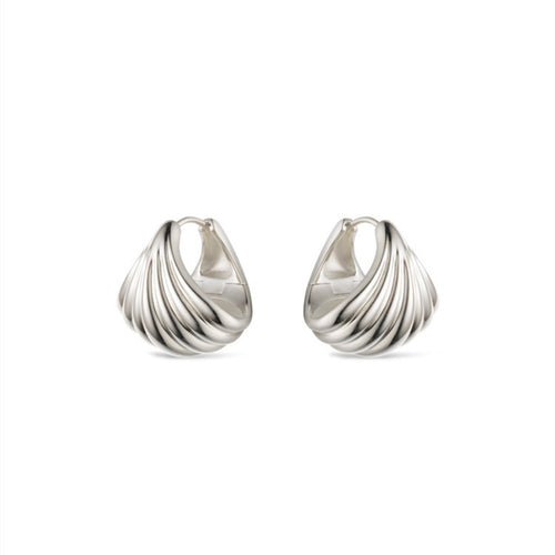 Shell Shaped Hoop Earrings Gold And Silver Brass  Huggie Earrings with S925 Silver Pins