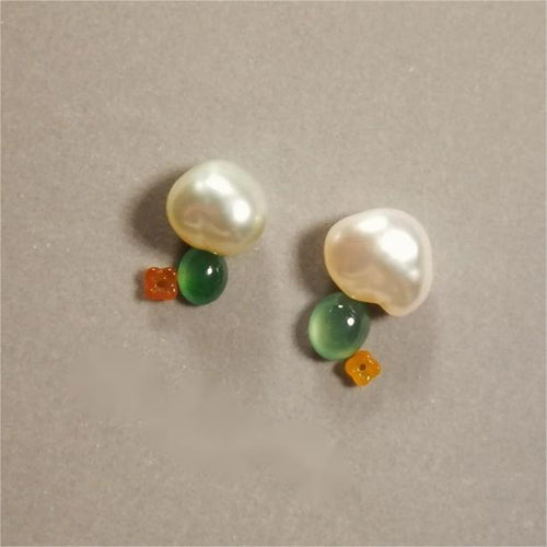 Pendientes de perlas barrocas Pendientes en forma de seta con pasador de plata S925