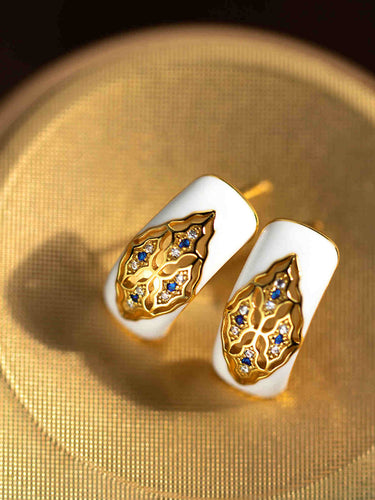 Gold Elegant Pearl Earrings Stud | Vintage Style Zircon Earrings | Water Drop earrings Earrings in 18K Gold Plated