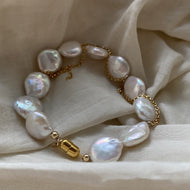 Huge Tomato Baroque Pearl Bracelet Freshwater Pearl In Sterling Silver Bracelet, Real Pearl Jewelry