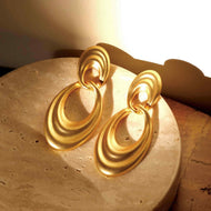 Vintage Style Large Monet Earrings 18K Gold Plated Luxury Hoop Drop Earrings with S925 Silver Pin