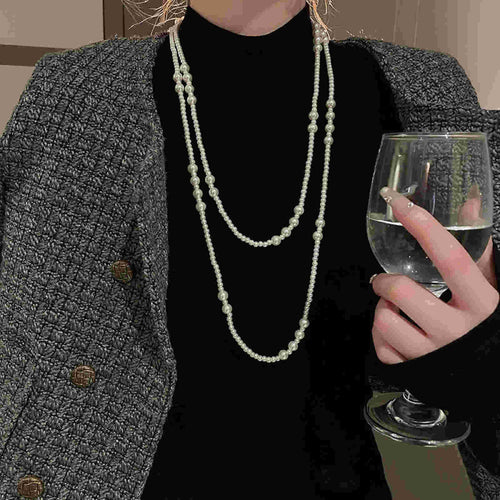 1.6m Long Pearl Sweater Chain 2 Strands Custom Necklace Elegant Dress Chain