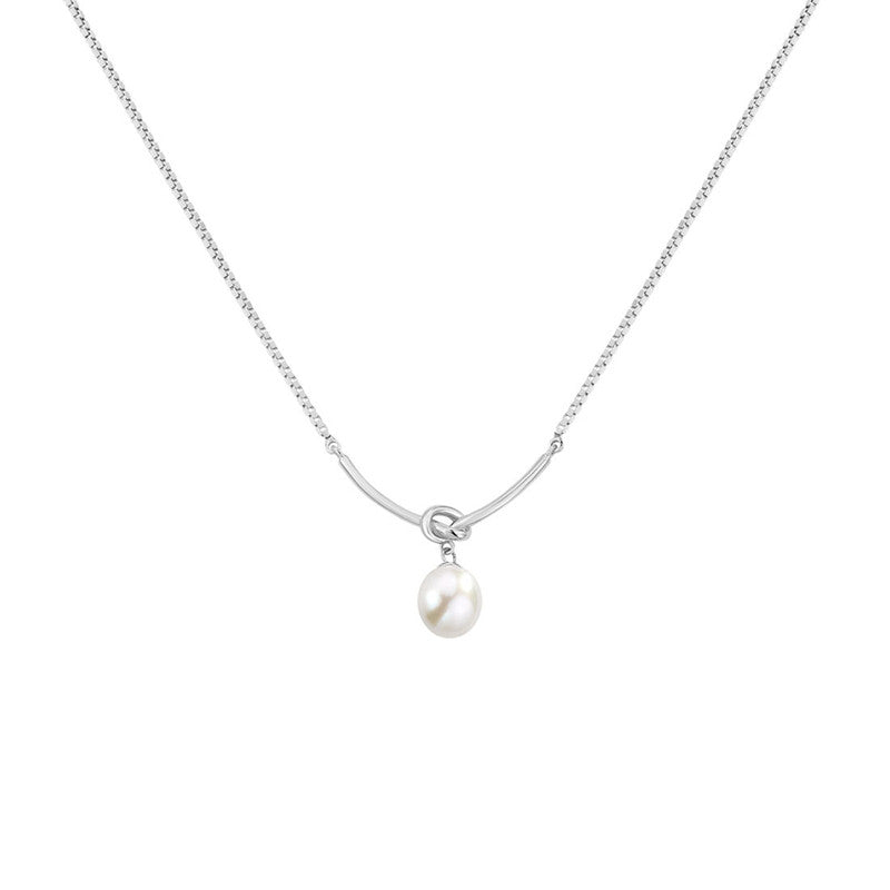 6MM Cultured Freshwater Pearl Necklace | White Real Pearl Pendant