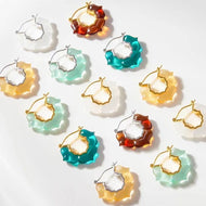 The Vintage Style Earrings Hoop 14K Gold Plated Resin Earrings with S925 Silver Pin