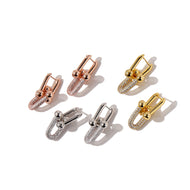 18K Gold Plated Earrings U Shaped Horseshoe Buckle Stitching Earrings