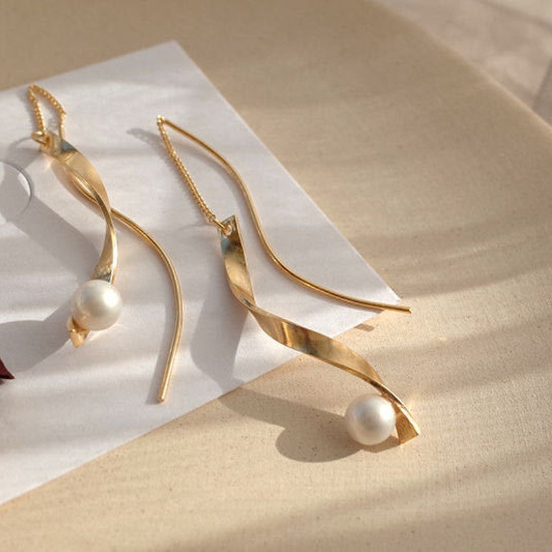 2023 New Gold Color Long Pearl Tassel Dangle Earrings for Women Wedding Drop  Earring Fashion Jewelry Gifts - AliExpress