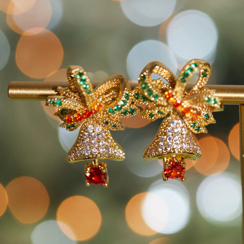 Shine Christmas Bell Earrings Jingle Bell Xmas Earrings Gift for Girls