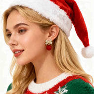 [EN VENTE] Boucles d'oreilles pendantes en velours avec perles rouges Boucles d'oreilles de Noël en or 14 carats sur broche en argent sterling