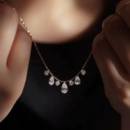 [August 75% Off Sale] Delicated Crystal Drop Necklace with 18k Gold Plated Beaded Chain