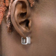 Suqare Hoop Earrings Gold and Silver Thick Wide Band Huggie Earrings for Men