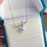 Freshwater Pendant Necklace Silver High Luster Real Pearl Necklace