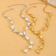 Gold and Silver Long Necklace Chain Baroque Stone Style Bead Chain Necklace