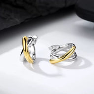 X Shape Gold & Silver Hoop Earrings Small Chunky Cross Earrings for Men and Women