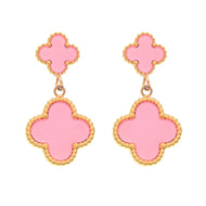 New Designed Four Leaf Clover Drop Earrings | 5 Color Clover Earrings with Sterling Silver Pins