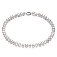 AAA Cultured Freshwater Pearl Necklace Near Round Pearl in Sterling Silver Clasp 3 Pearl Color Available 18 inch / 45cm