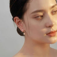 Twisted Pearl Drop Earrings Gold and Silver Crystal Clasp Pearl Earrings with Silver Pin