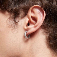 Gold and Silver Diamond Huggie Earrings Small Hip-Hop Cool Hoop Earrings For Men