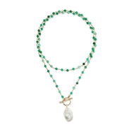 Luxury Sweater Chain with AAA Real Baroque Pearl Pendant 92cm Natural Stone Chain