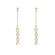 DNA Spiral Earrings Gold Dangling Line Earrings with S925 Silver Pin