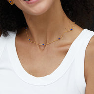 Lapis Lazuli Necklace Natural Blue Stone Necklace Gold Chain 17 inches / 45cm