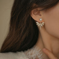 Pearl Earring Jackets Pearl Stud with Diamond Angle Wing Drop Earrings S925 Silver Pin