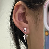 Ballet Style Earring Jackets Sterling Silver Pin Lace And Bowknot Drop Earrings for Girls