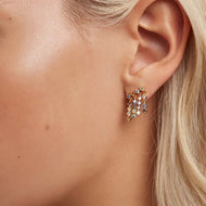 Pendientes de borla de circonio coloridos Pendientes de cristal minimalistas con pasador de plata S925