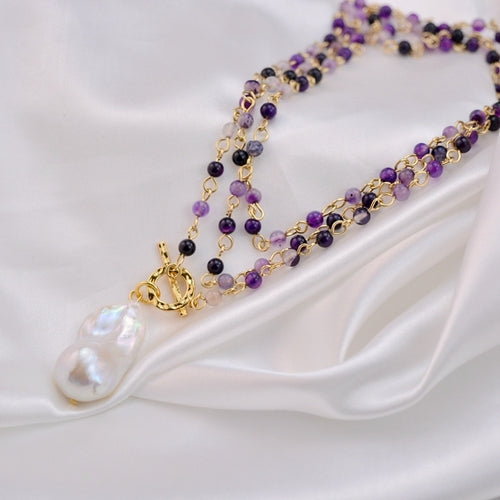 Luxury Sweater Chain with AAA Real Baroque Pearl Pendant 92cm Natural ...