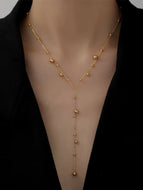 Gold and Silver Beads Necklace Chain Elegant Dress Chain 18K Gold Plated