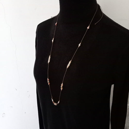 Special Deal Sweater Chain Natural Stone and Rope Necklace Length Adjustable