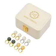 4 Pairs of New Elegant Pearl Earrings Silver Pin with Free Jewelry Organizer