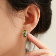 Crystal Hoop Earrings Peridot Aquamarine Small Hoop Earrings with S925 SIlver Pin