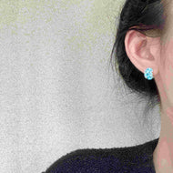 Pendientes de circonita azul Pendientes de diamantes brillantes con pasadores de plata S925