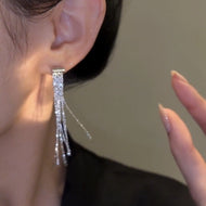 Boucles d'oreilles à pampilles en argent Boucles d'oreilles longues pendantes avec épingle en argent S925