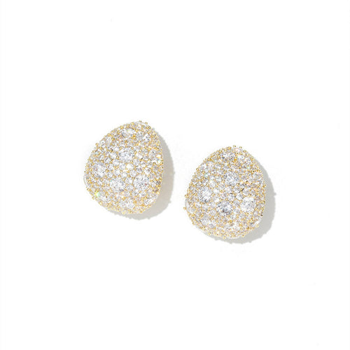 Luxury 18K Gold Plated Diamond Hoop Earrings Full Diamond Zircon Earrings with S925 Silver Pin