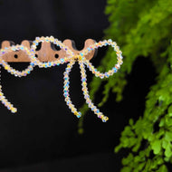 100% Handmade Crystal Bowknot Earrings Big Bow Shiny Earrings with S925 Silver Pin