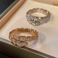 Diamond Snake Rings Gold and Silver Plated Crystal Open Ring Size Adjustable