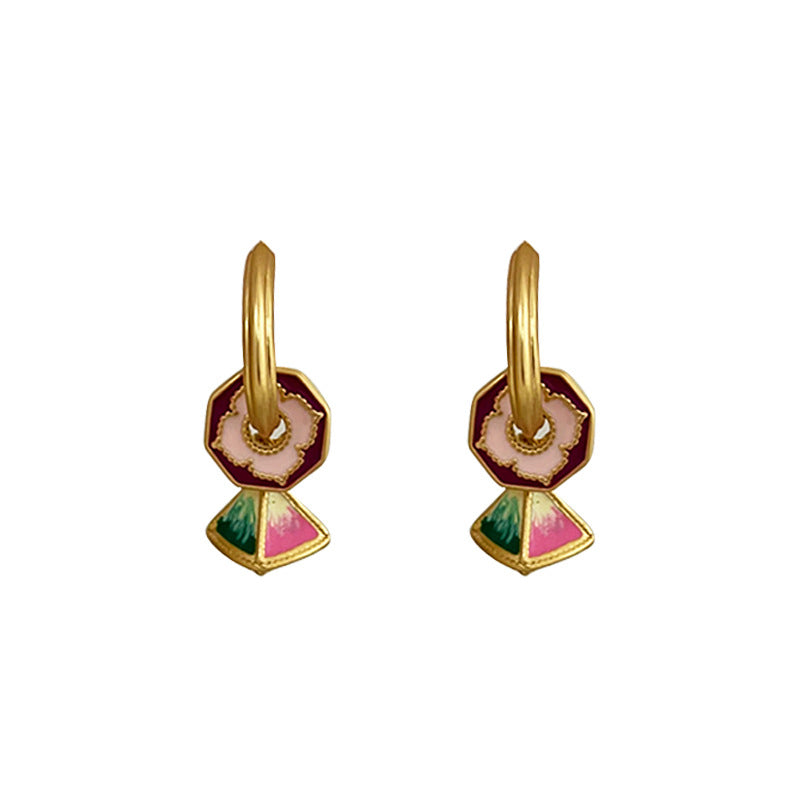 Colorful Artist Drop Earrings Gold Goop Designed Earrings with S925 Silver Pin