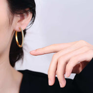 Big Diamond Gold Hoop Earrings Luxury Fine Earrings 24k Gold Plated Hoop Earrings with Silver Pin