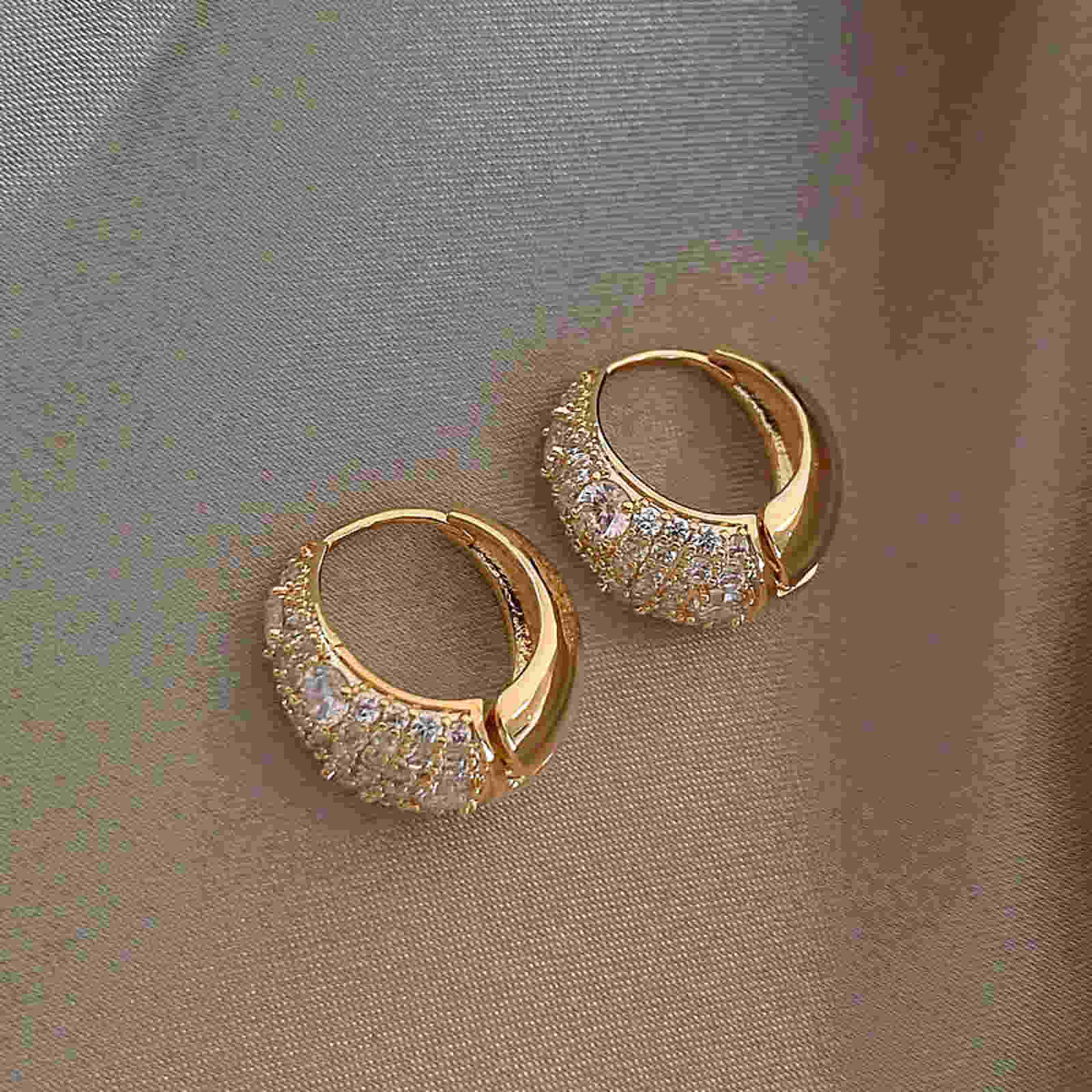 GURHAN Boucle Gold Cluster Drop Earrings, Small Half Hoop, with Emeral