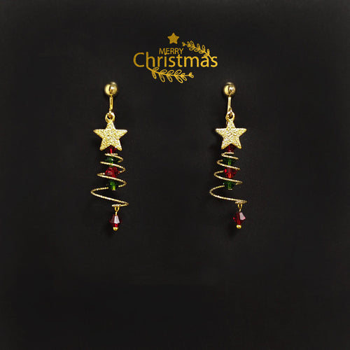 Christmas Tree Earrings Designed Xmas Earrings with S925 Silver Pin