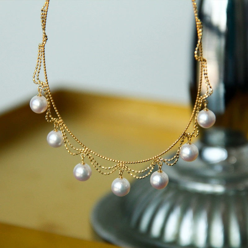 Super Beautiful AAA Freshwater Pearl Pendant | Multi Strand Pearl Pendant Necklace | Pearl Pendant in 18K Gold Plated