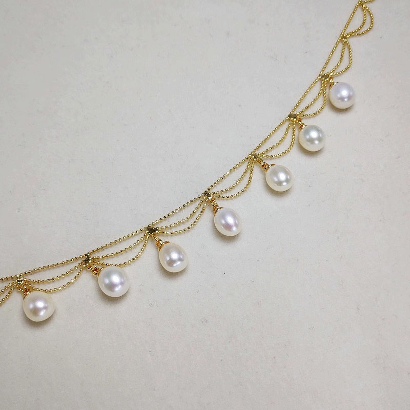 Super Beautiful AAA Freshwater Pearl Pendant | Multi Strand Pearl Pendant Necklace | Pearl Pendant in 18K Gold Plated