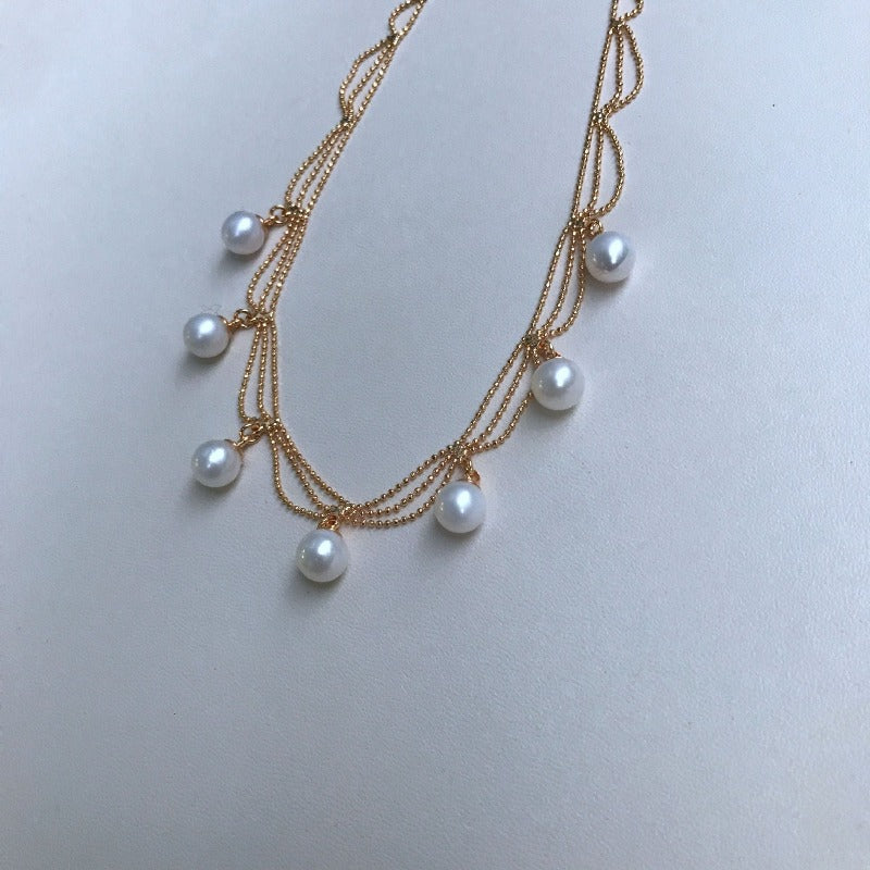 Super Beautiful AAA Freshwater Pearl Pendant | Multi Strand Pearl Pendant Necklace | Pearl Pendant in 18K Gold Plated