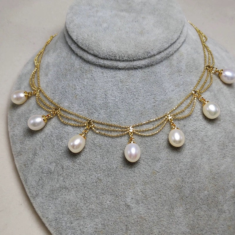 Super Beautiful AAA Freshwater Pearl Pendant | Multi Strand Pearl Pendant Necklace | Pearl Pendant in 18K Gold Plated