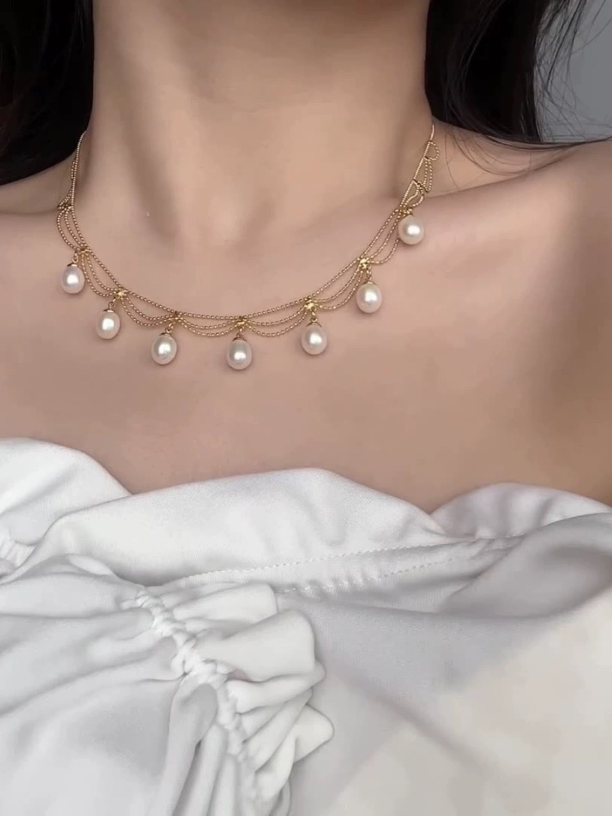 Super Beautiful AAA Freshwater Pearl Pendant | Multi Strand Pearl Pendant Necklace | Pearl Pendant in 18K Gold Plated