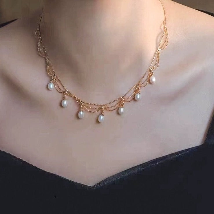 Super Beautiful AAA Freshwater Pearl Pendant | Multi Strand Pearl Pendant Necklace | Pearl Pendant in 18K Gold Plated